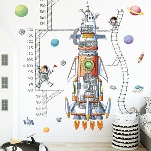 Duvar Çıkartmaları BRUP Karikatür Uzay Roket Yüksekliği Ölçüm Cetvel Çocuk Odası Kreş Dekorasyon Wallstickers PVC DIY Çıkartmaları
