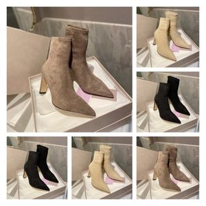 2021 Ny stil Woolen Luxury Shoes Casual Formal Wear Elegant Bekväm Mode Berömd Märke Design Semi-High Heeled Size34-40