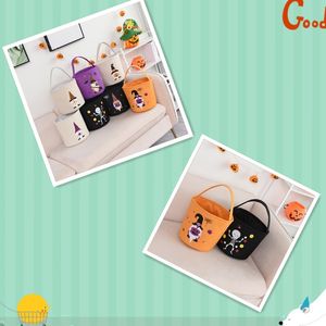 Halloween Basket Party Trick or Treat Bag Polyester Candy Bucket Kids Gift Tote Bags for Festival