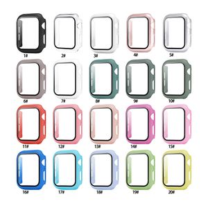 Custodia per orologi in vetro temperato per PC per Apple Watch 38mm 42mm 40mm 44mm Copertura protettiva per schermo intero 20 colori con sacchetto di imballaggio OPP