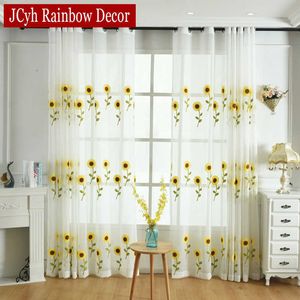 Pasterpasterska Słonecznik Sheer Tulle Curtain do salonu Sypialnia Nowoczesna Kurtyna Kuchenna Kurtyna i Tulle Woal Curtain Kids 210712