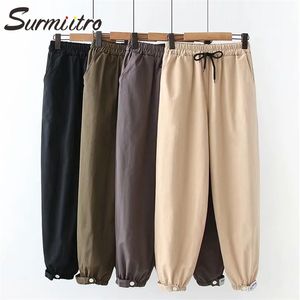 Lange Harem-Hosen Frauen Frühling Herbst Koreanische Art All-Match-Hohe elastische Taille Cargo-Hose Weibliche 210421