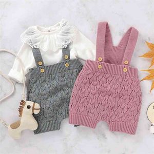 Infant Baby Pure Color Romper born Boy Girl Clothes Rompers Autumn Boys Girls Knitted Suspender Trousers 210429