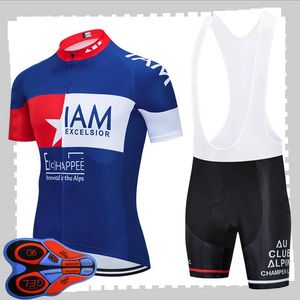 Pro Team Iam Cykling Korta ärmar Jersey (BIB) Shorts Sets Mens Sommar Andningsväg Cykelkläder MTB Bike Outfits Sport Uniform Y21041522