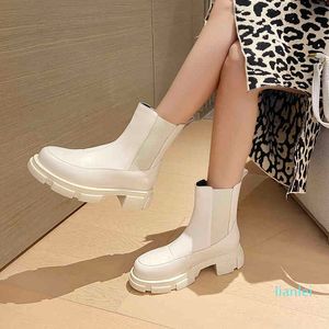 Dress Shoes QUTAA 2022 Fashion Ins Genuine Leather Women Ankle Boots Platform Warm Fur High Heel Winter ZA Woman Casual Size 34-41 JI5F