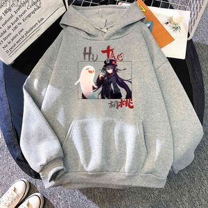 Gioco Genshin Impact Kawaii Hu Tao Felpe anime Felpe Cartoon UOMO DONNA Felpa con cappuccio Cosplay Hu Tao Impact Stampato Abbigliamento Y0901