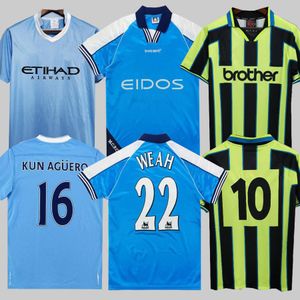 1972 1973 Manchester Retro Classic Soccer Jerseys 1998 1999 2011 2012 City 72 98 99 11 12 Wembley Clough Kinkladze Tevez Kun Ag￼ero Dzeko Kompany Camicie uomo vintage