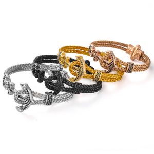 Mode-Klassiker für Männer Großhandel Perlen Pulseras Hombre Glücksbringer Geschenke Edelstahl Anker-Armband