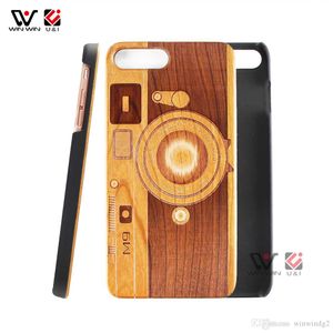 Skräddarsydda gravyr Trä Telefon Fodral för iPhone 11 X XS Max XR 8 Cover Nature Carved Wooden Bamboo Case