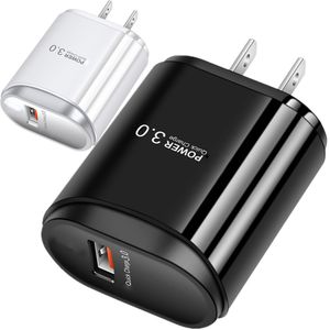 18W snabb snabb laddning QC3.0 US EU Plug AC Home Travel Wall Charger för iPhone XR 12 13 14 15 Samsung S10 S11 Obs 10 HTC Android -telefon