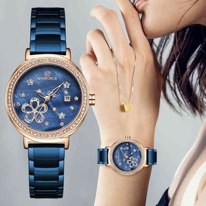 Naviforceの女性はファッションドレスクォーツ腕時計レディーストップブランド豪華な女性の腕時計ガールクロックレリーゴーフェミニン210517