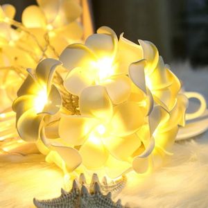 Str￤ngar lampor f￶r hemdekoration vintage frangipani blomma led fairy ljus str￤ng batterisparti br￶llop sovrum