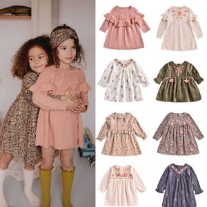 Nouveau Automne Hiver LM Marque Enfants Robe pour Filles Beauté Fleur Tricot Pull Robe Bébé Enfant Coton Chaud Mode Vêtements Q0716