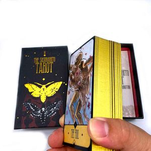 Палуба для карт Sasuraibito Tarot 78 и 63-страничный путеводитель Оригинальный гадание Gilt Edge Красивая крепкая Lidded Box с Salem0pb