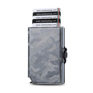 Portafoglio sottile porta carte di credito con blocco RFID Minimalismo Mini portafogli in pelle da uomo in metallo