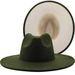 9.5cm grandes chapéus fedora para mulheres homens feltro chapéu homem homem homem grande fedoras masculino moda canedual dois cores tampas de jazz top chapéu largo aba largura mola outono atacado 2022