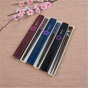 Chopsticks Drop 10pcs Japoński z zestawem pudełkiem Naturalne ręcznie prezent Sushi Chinese Reusable przenośne tableware