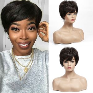 Short Human Hair Capless Wigs Wave Wig 1B 2# 4# 3 Colors Perruques De Cheveux Humains RQY4333