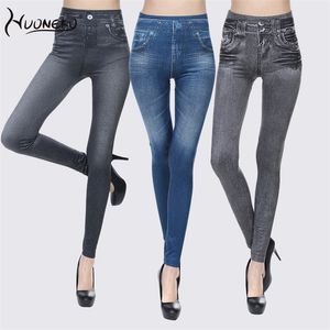 Leggings Donna Push Up Foderato in pile Inverno Caldo Imitazione Jeans Slim Abiti moda sexy Matita Lady Jeggings WLG01 211204