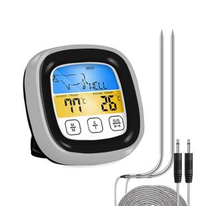 Cyfrowe Gotowanie BBQ Thermometr Food Meat Temperature Meter LCD Ekran dotykowy do grilla Palący timer ze stali nierdzewnej Sonda