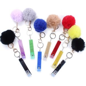 Cute Credit Card Puller Pompom keychains Acrylic Debit Bank C ard Grabber for Long Nail ATM Keychain Cards Clip Nails Key Rings 13 Colors