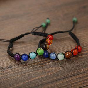 8mm Different Natural Stone Healing Beaded Charm Bracelets Rope Braided Handmade Yoga Energy Jewelry For Women Men