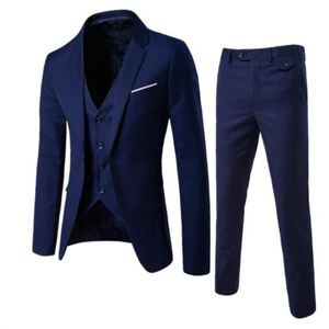 custom Pure do manual work is delicate, decent, Designer one Buttons Groom Tuxedos Men Suits Wedding/Prom/Dinner Best Man Blazer(Jacket+Pants+Vest