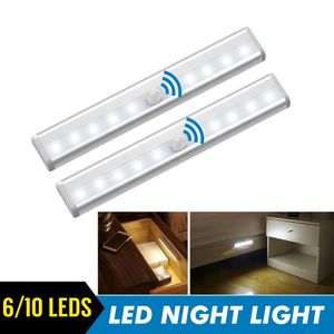 LED PIR Motion Sensor Light Cupboard Wardrobe Bed Lamp Under Cabinet Night Lights For Closet Stairs Kitchen