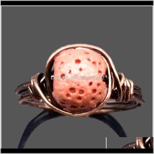 Rock Crystal Quartz Loose Pärlor Boho Natursten Rose Guldfärg Tråd Förpackade Ringar För Kvinnor Opal Ring Reiki Healing Fashion Smycken 1 Qy