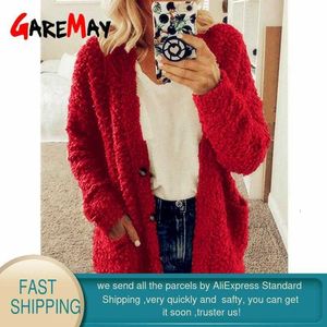 Herbst Winter Faux Pelz Frauen Jacke Solide Rosa Dicke Warme Lamm Teddy Mantel Übergroßen Dual Tasche Faux Pelz Teddy Jacke weibliche Y0829