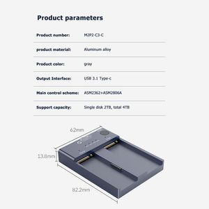 クラシックM2P2-C3-C 10GbpsデュアルベイM.2 NVME SSDドッキングステーションドックコンピューターPCデスクトップゲーマー用のオフラインクローン