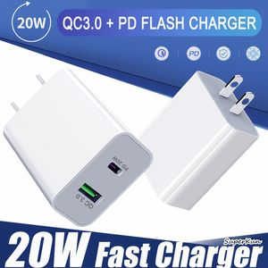 20W schnelles USB-Ladegerät Schnellladung Typ C PD-Aufladung EU US-Steckeradapter mit QC 4.0 3.0 für Smartphones