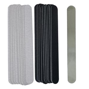 Nail Files Straight Replacement File 100 180 240 10pcs Grey Black Removable SandPaper With Stainless Steel Handle Metal Sanding