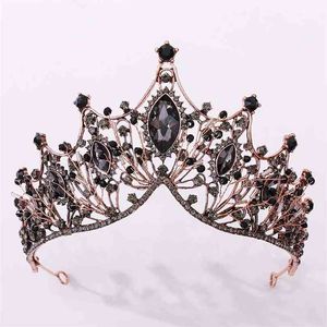 Forseven Retro Baroque Style Black / Purple Crystal Princess Diadem Tiaras and Crowns女性の花嫁Noiva Wedding Jewelryヘッドバンド210707