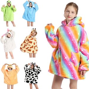 Women's Sleepwear Winter Warm Bath Towel For Kids Star Pocket Pijamas Girls Bathrobe Onesie Hoodie Robes Sleeping Dressing Gown