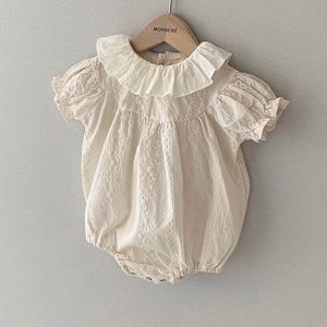 Estate infantile neonato neonata vestiti carini principessa tuta bambina bambino moda solida manica a sbuffo tuta abbigliamento 210413