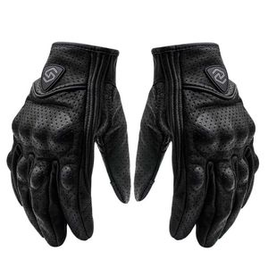 Motorcycle Gloves Full Finger Guantes Moto Protective Gloves Breathable Perforated Real Leather Riding Cross Dirt Bike Gloves H1022