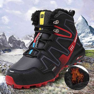 Fashion Warm Hiking Shoes Men Winter Snow Men Shoes Tactical Boots Climbing Mountain Sneakers Combat Boots 211216