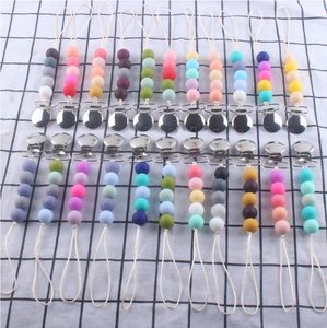 Baby Pacifier Clips Chain Silicone Beads BPA Free DIY Dummy Clip Soother Chains Nipple Holder Baby Feeding Tool 22 Colors BT6616
