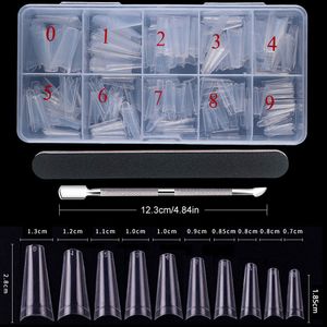 500box FALSE SET Transparent Natural French Coffin Acrylic UV Gel Art Tips Manikyrverktyg för förlängning Fake Nail