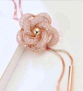 Autumn and Winter Long Sweater Chain Rose Necklace Women's Korean Fashion Pendant Clothing Personality Accessories