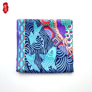 Chiński Klasyczny Niebieski Szalik Kobiety Peacock Piwonia Malowanie Szal Ręcznie Ozdoby Naturalne Jedwabiu 90 CM Square Scarves Bandana Lady Prezent