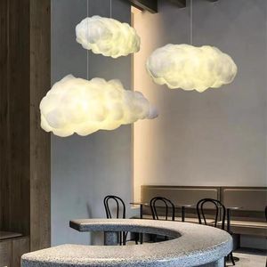 Chandeliers Nordic Clound Chandelier Creative Led White Bedroom Coffee Shop Restaurant Cloud Art Cute Kids Room Decoration Light