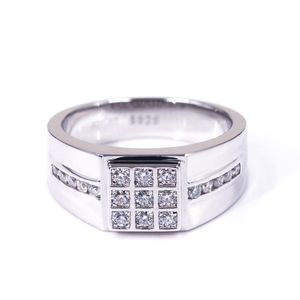 Klusterringar Tianyu Gems Man 925 Silver Bröllop Moissanit Diamanter 18k Vit Guldpläterad Men Finger Band Smycken Gemstones Gift