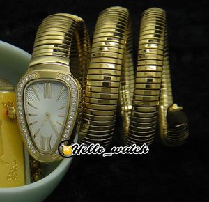 Модные женские часы 101923 SP35C6GDG.2T Женские часы Швейцарский кварцевый белый циферблат 18-каратного золота Сталь с бриллиантами Безель Длинный браслет с обмоткой Hello_Watch G20