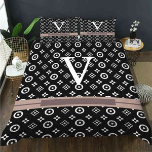 Moda king size designer conjunto de cama cobre 3 peças carta impressa seda melhor qualidade