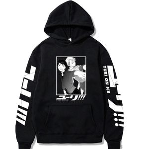 Erkek Hoodies Tişörtü Komik Anime YURI On ICE Katsuki\ Victor Nikiforov Overszied Kore Uzun Kollu Gevşek Rahat Unisex Kazak