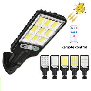 2021 Outdoor Słoneczna lampa ścienna COB LED Light Street Lights z 3 Tryb światła Indukcja ciała Wodoodporny materiał do ogrodu tarasu