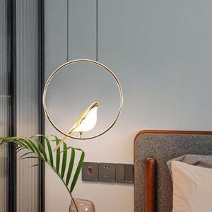 İskandinav tarzı yaratıcı kuş şekli avize alaşım akrilik yatak odası başucu oturma odası koridor ayarlanabilir açı dekoratif ışık kolye lam