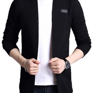 Liseenven Cardigans Mens Solid Solid Cardigan Trench Jaqueta Masculino Casual Outono Autumn Color Pure Cor Suéteres 210809